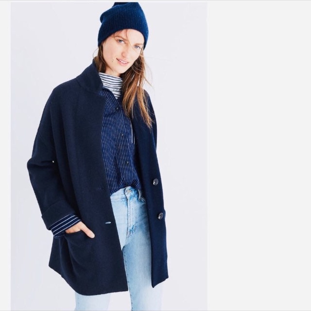 Madewell Cocoon Blazer Sweater Jacket in Navy